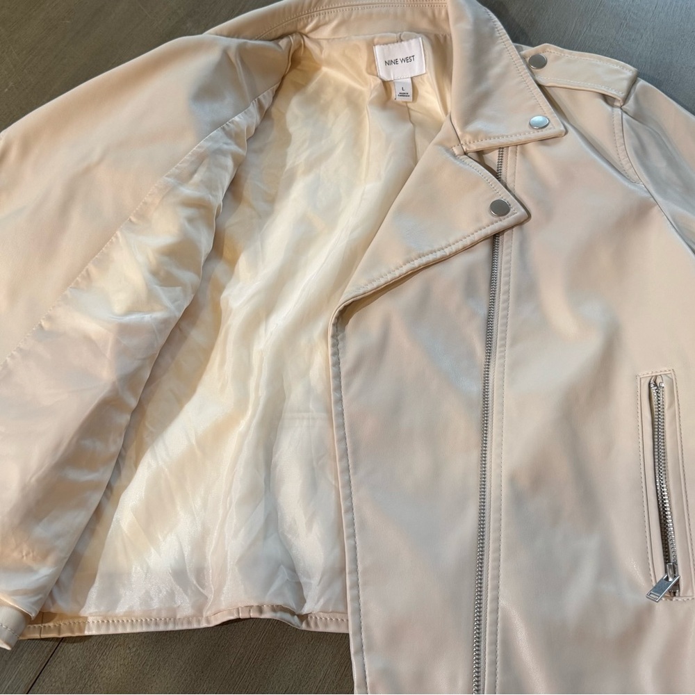 Nine West Women's Cream Vegan Leather Jacket - Picture 4 of 5